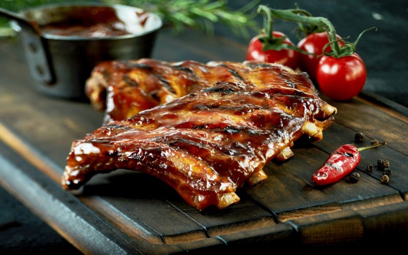 Spicy,Hot,Grilled,Spare,Ribs,From,A,Summer,Bbq,Served